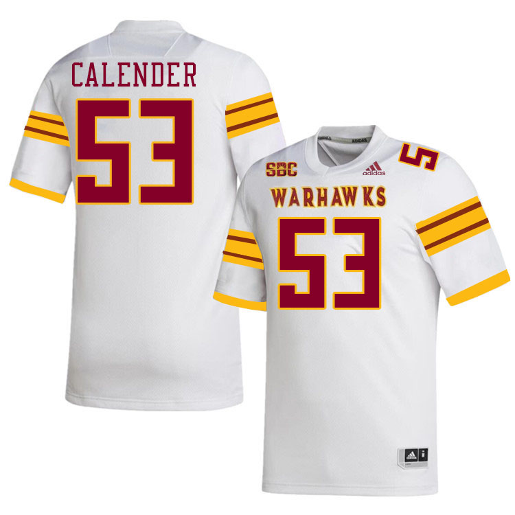 #53 Jaeden Calender Louisiana-Monroe Warhawks College Football Jerseys Stitched-White